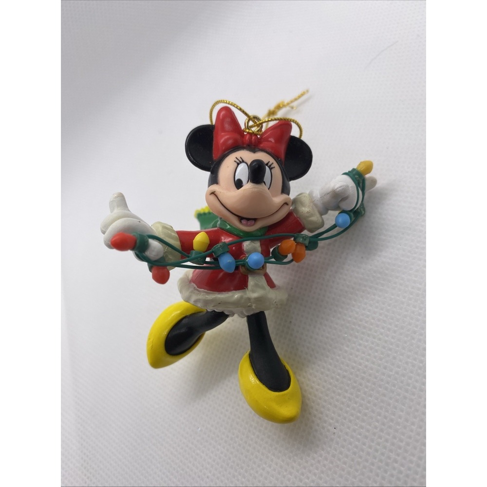 Vintage Disney Minnie Mouse Ornament Christmas Lights Plastic 3" Holidays